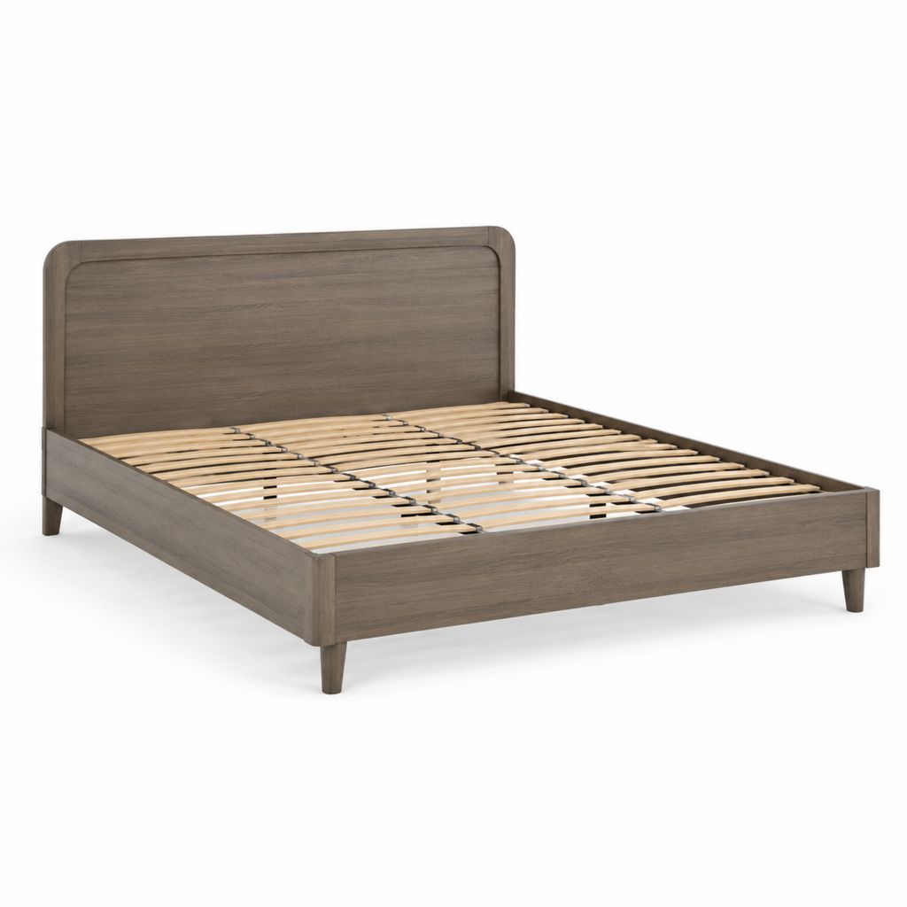 Struktur Doppelbett 160 × 200 cm aus Holz mit Lattennetz, braun Nussbaum