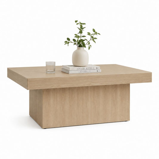 Quadratischer Tisch aus MDF Naturholz, 100 × 100 × 45 cm