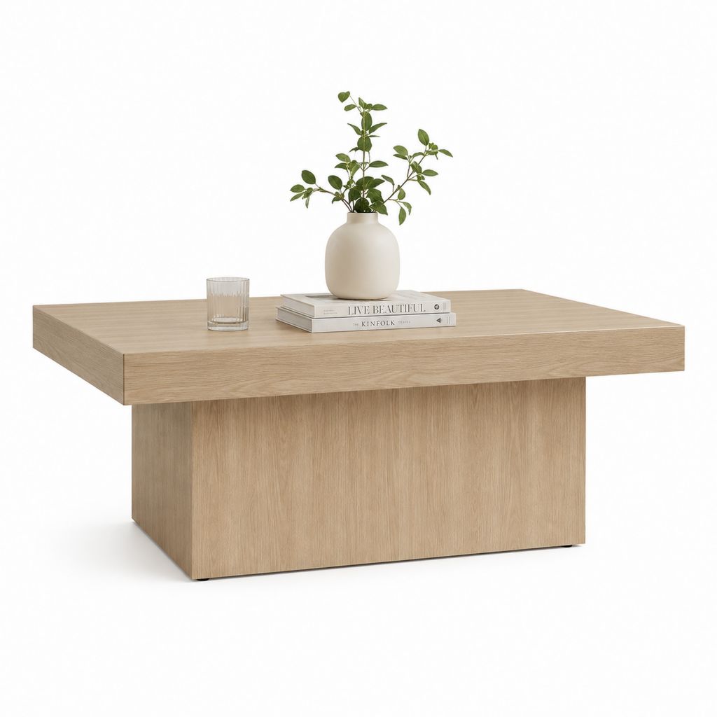 Quadratischer Tisch aus MDF Naturholz, 100 × 100 × 45 cm